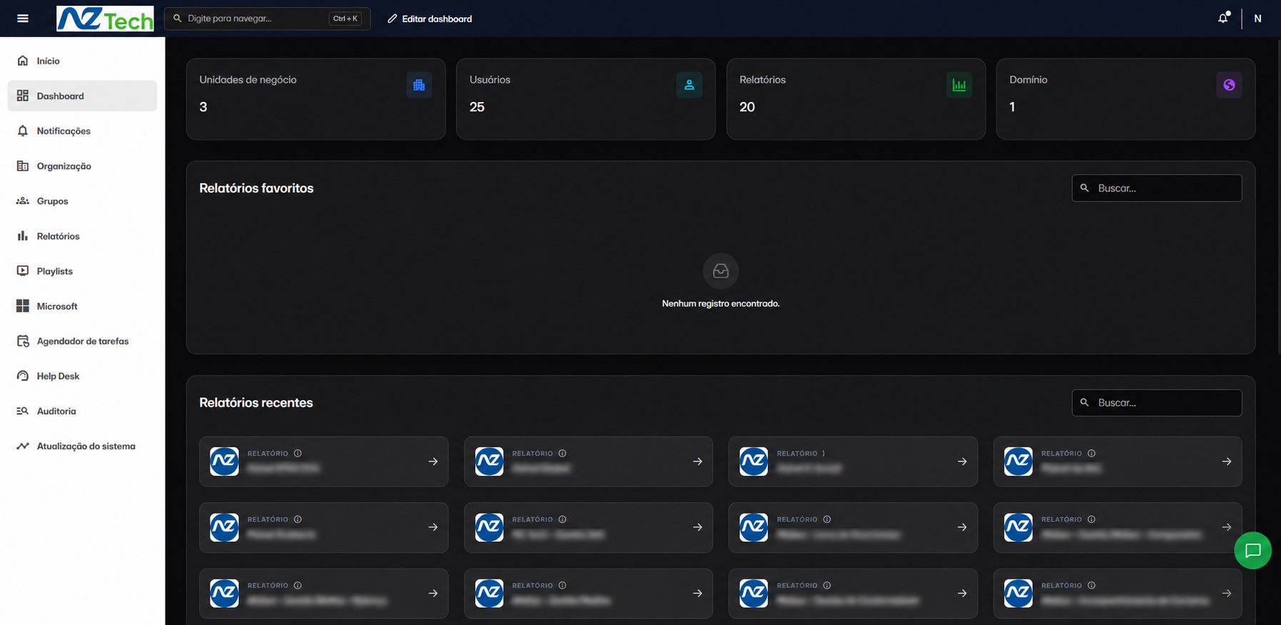 Interface do Ecossistema NZTECH